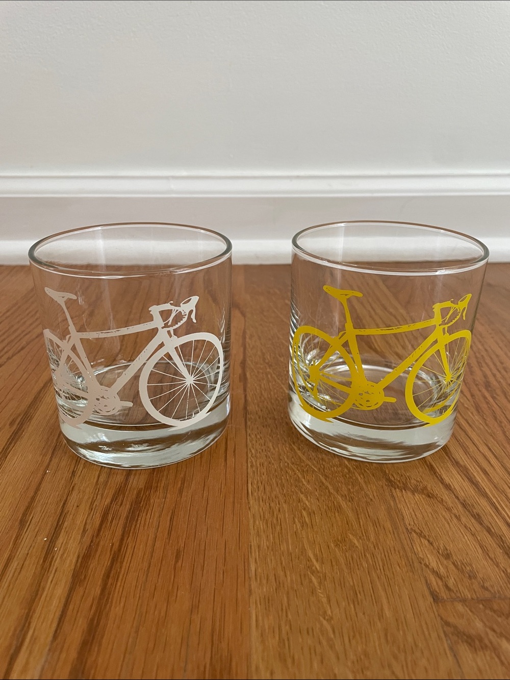 NWOT Set of Two Screen Printed Bicycle 11oz Rocks Glasses